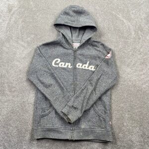 Canadiana Kids Gray Heather Full Zip Hoodie Canada Logo Sweatshirt Size L 10-12